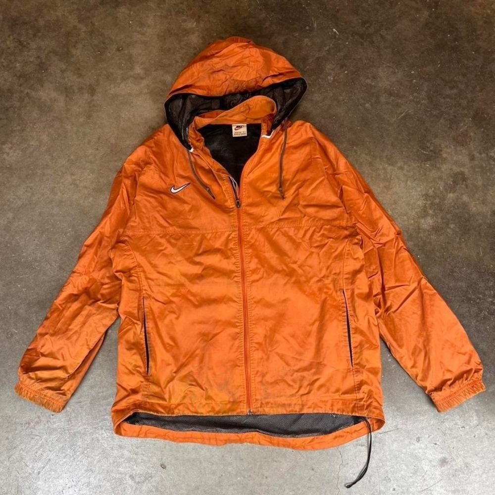 Vintage 90s Nike orange lined windbreaker jacket with hood‎